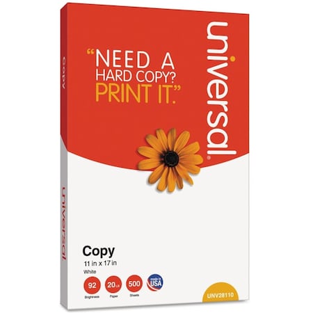 Universal Office Products Copy Paper- 92 Brightness- 20lb- 11 x 17- White, 2500PK 28110